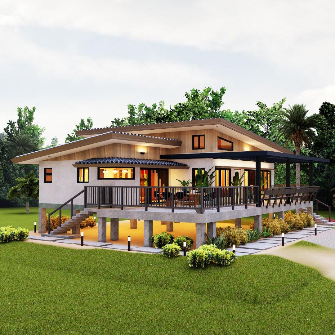 H00297| Simple House Plan | Modern 2-Bedroom Layout | Instant Download
