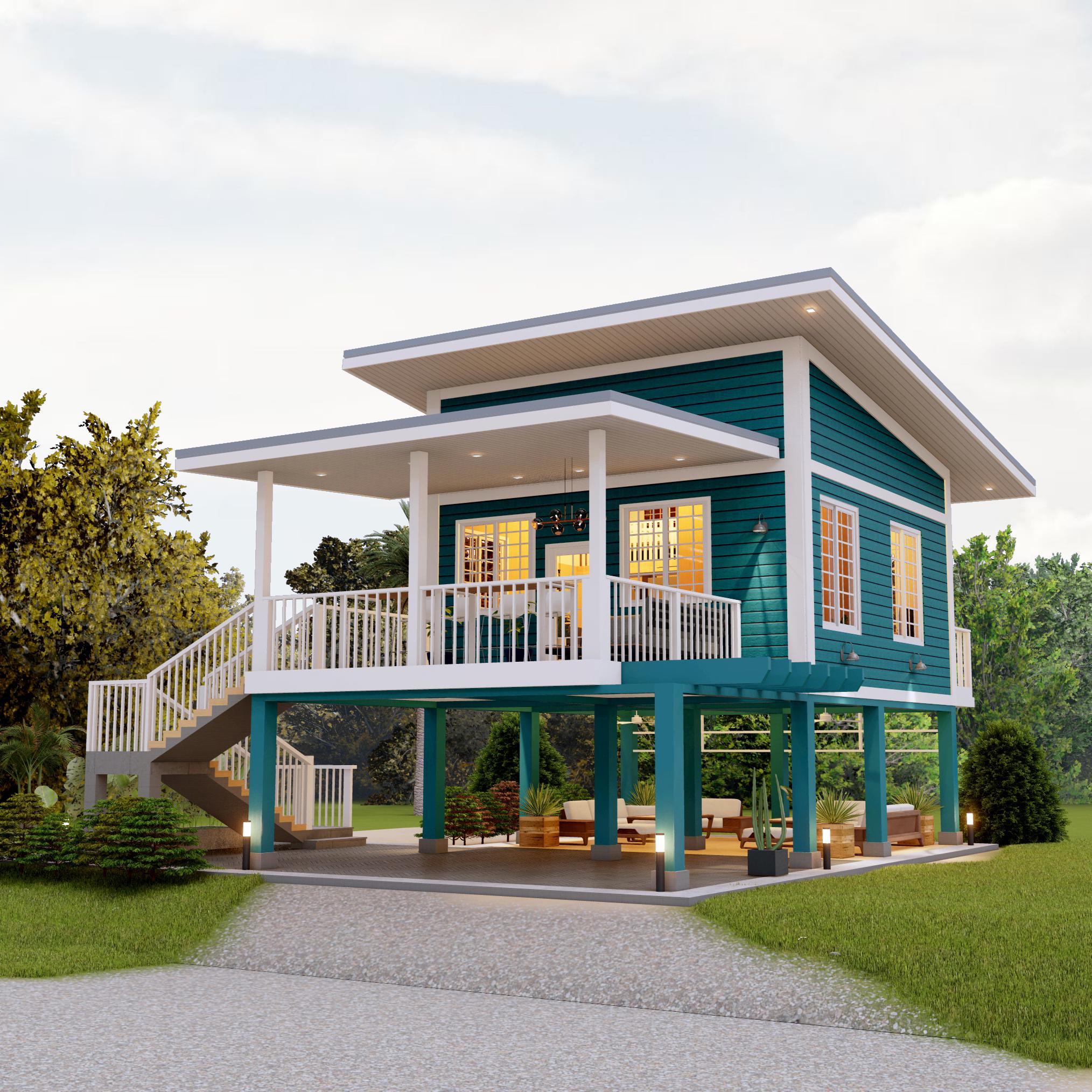 H00320| Simple House Plan | Modern 1-Bedroom Layout | Instant Download
