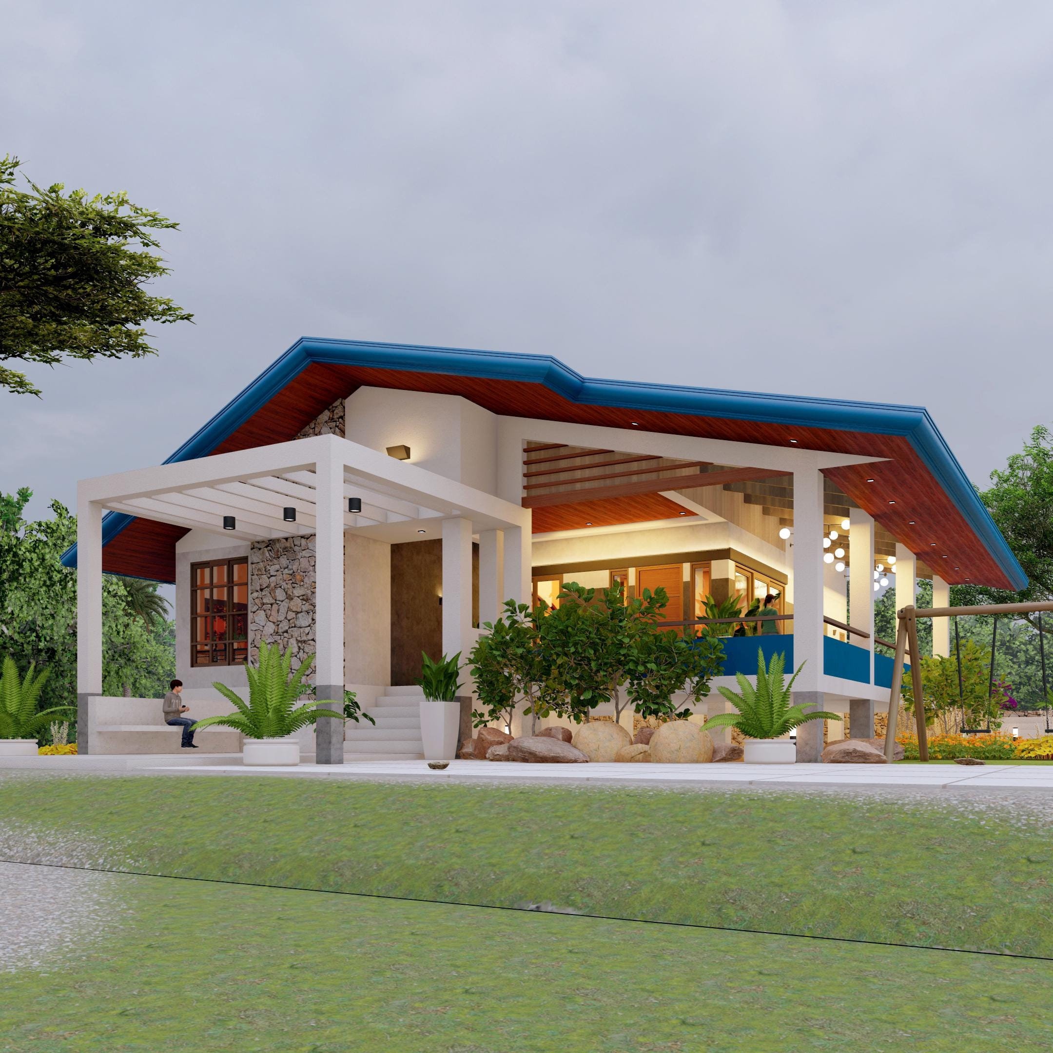 H00331| Blueprint Dream House Plan, Bungalow House | 3 Bedroom With 3 ...