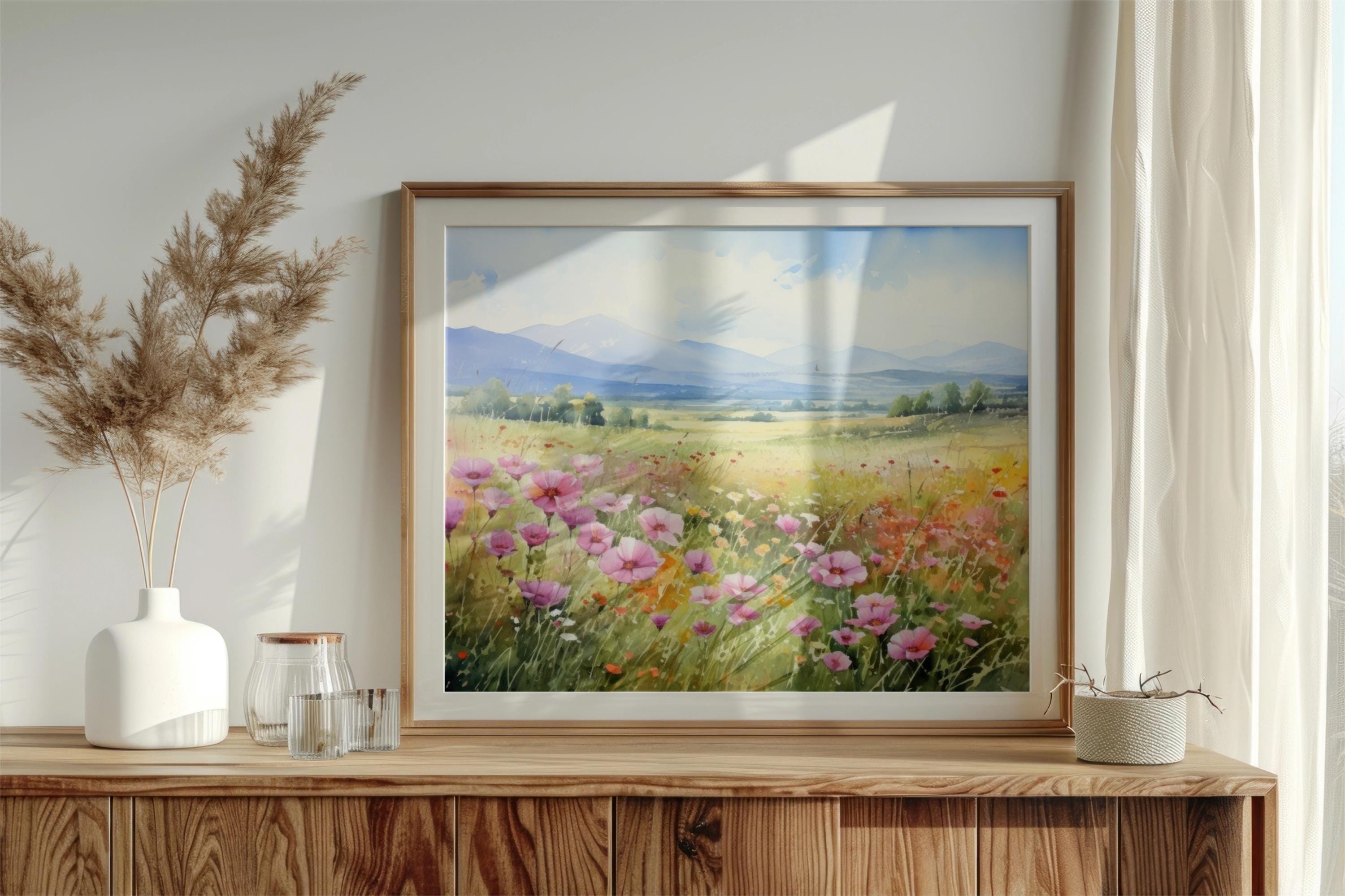 Wildflowers Landscape Artwork Print Wall Art Canvas Giclee - Etsy