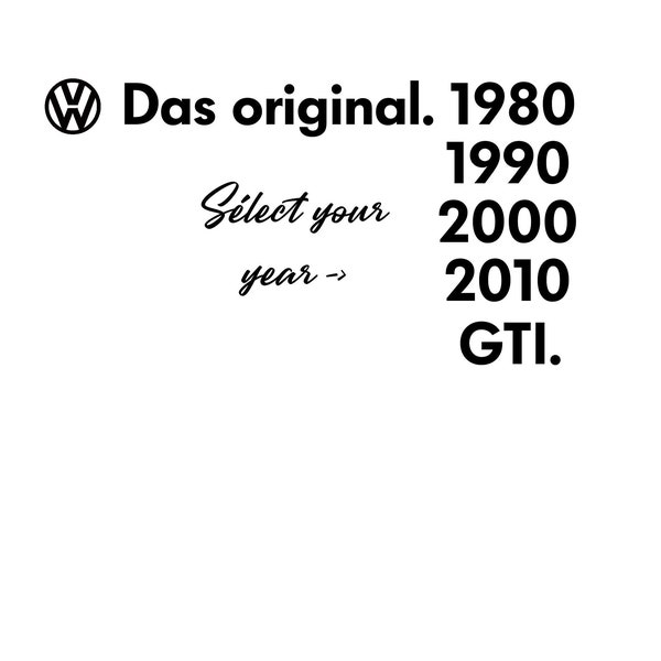 stickers "Das Original. 19XX" autocollant decal vw logo simple