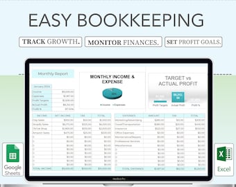 Modello di contabilità aziendale semplice: Excel e Fogli Google (download digitale)