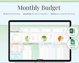 Easy Monthly Budget Template: Excel & Google Sheets (Digital Download)