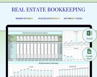 Easy Real Estate Bookkeeping Template: Excel & Google Sheets (Digital Download)