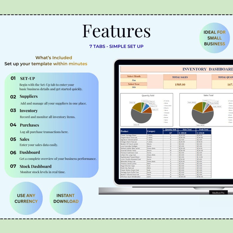 Small Business Inventory Tracker | Google Sheets & Excel Template ...