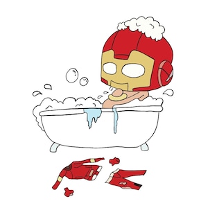 Super Hero Bathroom Digital Prints, Set of Four