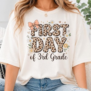 Third Grade PNG: First Day of 3rd Grade Leopard Back to School Classroom Student png Daisy Bow Teacher Appreciation (Digital Download)