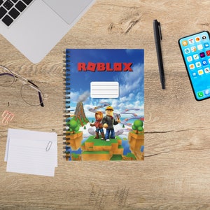 Cuaderno de Roblox con avatares: 15 x 20 cm, 118 páginas rayadas, encuadernación en espiral metálica, ideal para la escuela, uso diario, planificación creativa y para fanáticos de los videojuegos.