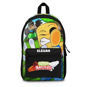 Sac à dos en polyester Roblox Slap Battles, léger et imperméable, avec compartiment pour ordinateur portable, personnalisable, idéal pour l'école, les voyages et les fans