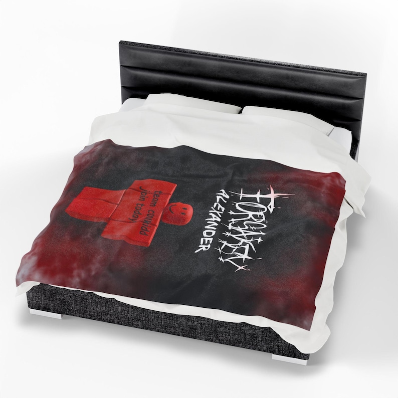 Roblox blanket with name, velvet, black-red, FORSAKEN design, personalized, coolkidd image 8