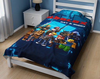 ROBLOX fluwelen deken voor dag en nacht - Zacht, verstelbaar, in twee maten - Perfect voor gamefans - Pluche fluwelen deken