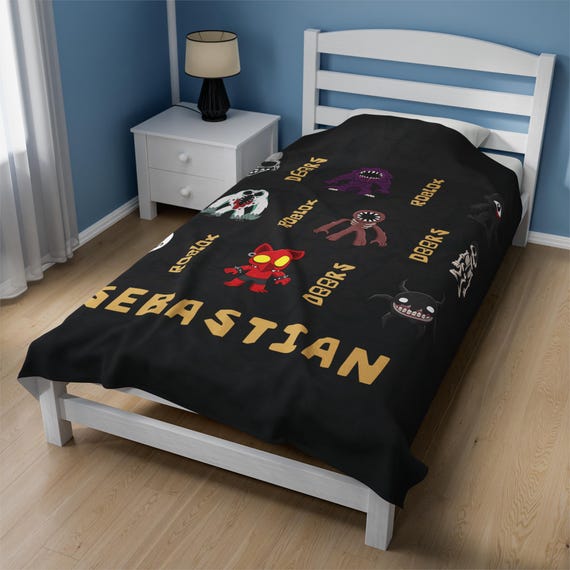 Personalisierte DOORS Decke aus Samt mit Roblox-Design, drei Größen, weicher Mix, perfektes Gamer-Geschenk für Kinder und Fans weltweit