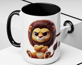 Cute lion mug for the office – Perfect gift for animal lovers, ideal for coffee, tea & hot chocolate with a saying