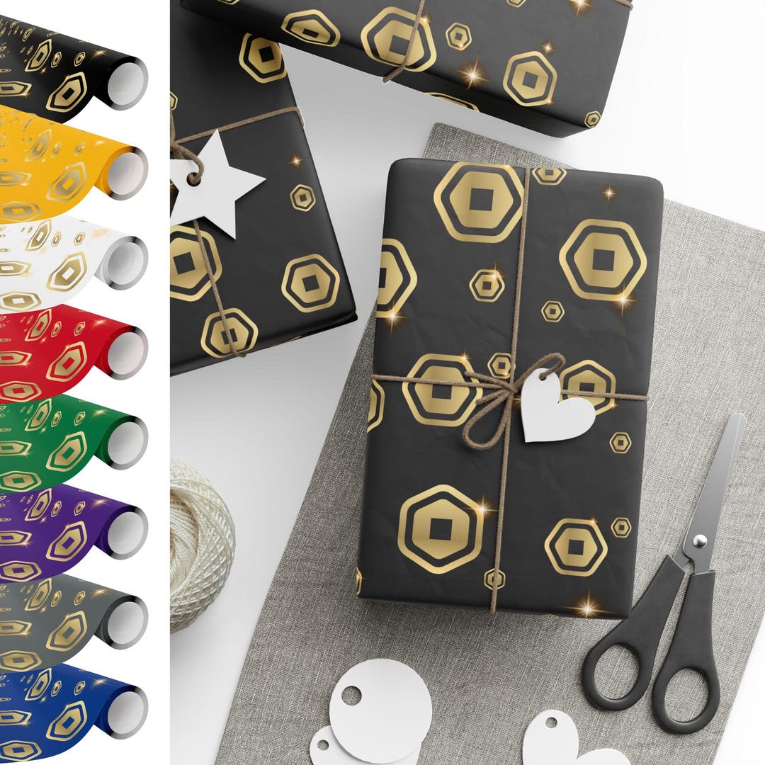 Roblox Robux Gift Wrap, Black and Gold, Matte or Glossy, 3 Rolls (30×36 ...