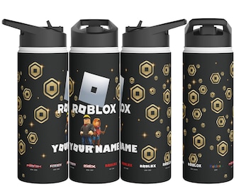 Personalized Roblox Bottle with Name, Robux Stainless Steel, Double-Walled, Ideal for Hot Cold Drinks, Gift for Fans Birthday