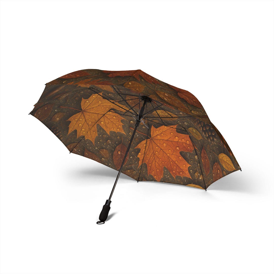 Fall Foldable Autumn Leaves Umbrella, Foldable, 122 Cm, Polyester, Semi-automatic ...