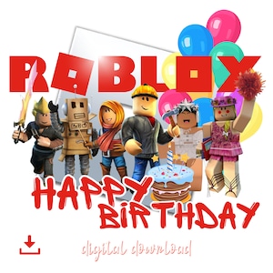Roblox Happy Birthday PNG Set 4 Designs, Sofortiger Download, Gaming PNG Bundle, Roblocks Clipart Bundle, digitales Papier