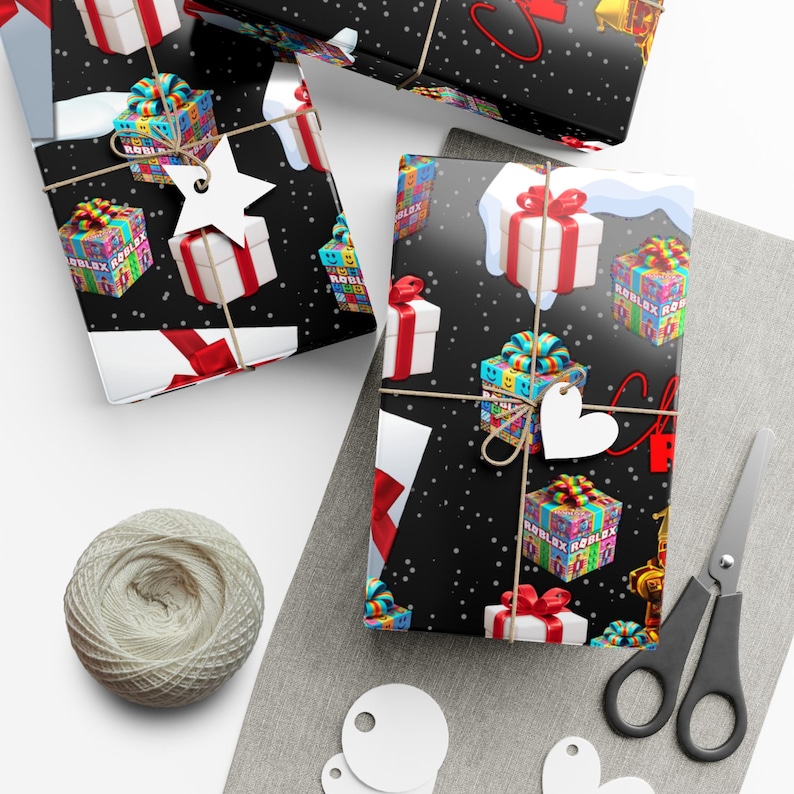 Roblox Gift Wrap Xmas – Christmas Fine Art Paper with Figures & Logo, 3 Sizes, Matte or Glossy, Perfect for Gifts image 10