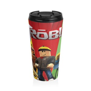 Roblox Characters Travel Mug - Insulated Thermal Mug for Fans, Stainless Steel, 15oz, Bacon Hair & Noob, Leak-Proof Gift for Kids