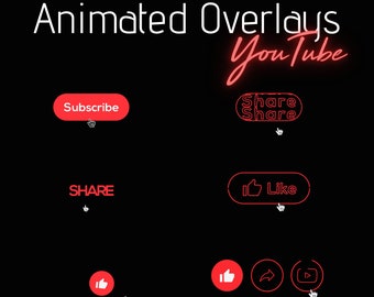 YouTube Mini Overlays Set - Like, Subscribe, Share with Sound | Direct Download for Creative Videos