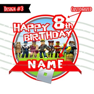 Roblox Digital Cake Topper – Customizable PNG File with Name & Age | 5 Designs, 5000x5000 px | Printable Birthday Decorations image 5
