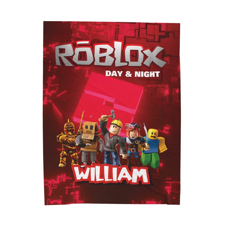 Roblox fluwelen deken met naam - zachte gepersonaliseerde, enkelzijdige print, 3 maten, voor kinderkamer, bank en bed, verjaardagscadeau afbeelding 5