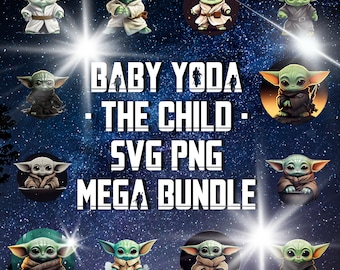 Cute Baby Yoda Grogu SVG Pack Mandalorian Fan Art, Star Wars Design, Instant Download Files, cricut, plotting