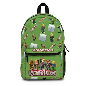 Sac à dos Roblox avec nom – Sac à dos d'école léger et imperméable pour enfants, avec compartiment pour ordinateur portable et personnalisation, cadeau pour les fans de Roblox