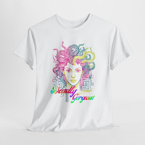 Medusa Pop Art T-Shirt, Deadly Gorgeous, 100% US Baumwolle, Unisex, Oeko-Tex zertifiziert, Rundhals, ideal für Mythos-Fans