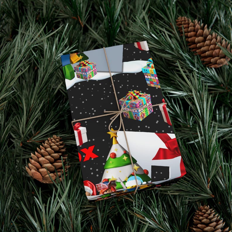 Roblox Gift Wrap Xmas – Christmas Fine Art Paper with Figures & Logo, 3 Sizes, Matte or Glossy, Perfect for Gifts image 5