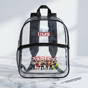 Roblox Backpack with Name, Transparent, School Bag for Children, Clear PVC Backpack, Gaming Design image 3