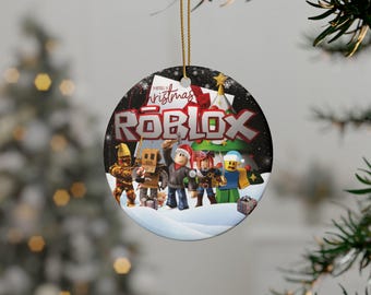 Roblox Christmas Ornament, Round Ceramic Decorative Pendant Merry Christmas, Double-Sided Print, Perfect Gift for Fans