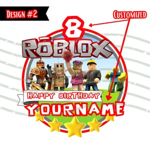 Roblox Digital Cake Topper – Customizable PNG File with Name & Age | 5 Designs, 5000x5000 px | Printable Birthday Decorations image 4