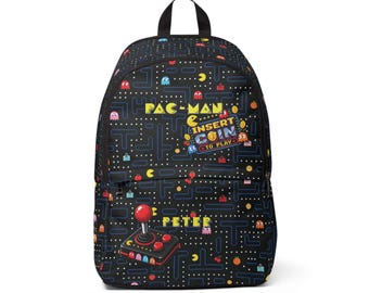 Personalized Gaming Backpack, School Backpack with Name, Waterproof, Retro Arcade, Children's Gift for School