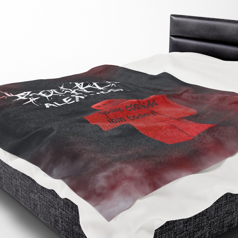 Roblox blanket with name, velvet, black-red, FORSAKEN design, personalized, coolkidd image 9