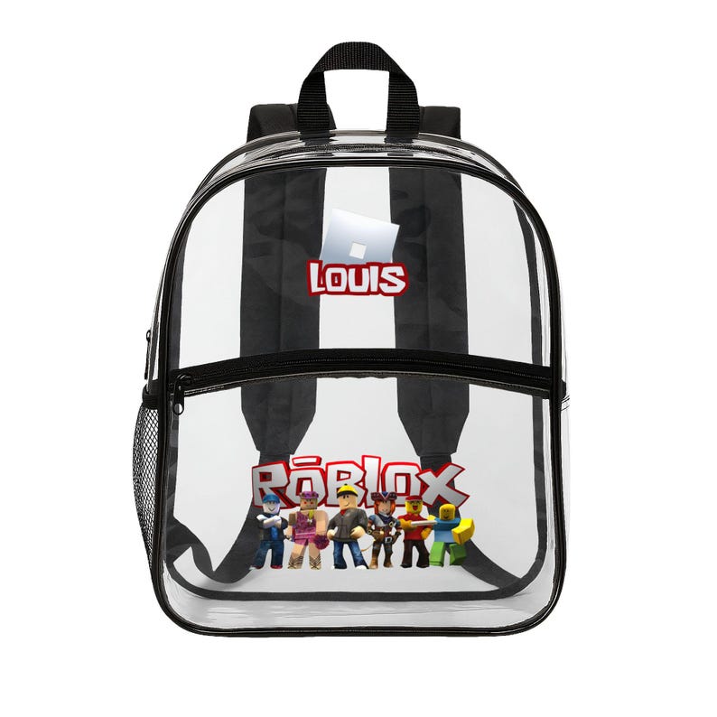 Roblox Backpack with Name, Transparent, School Bag for Children, Clear PVC Backpack, Gaming Design image 4