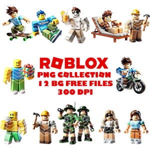 Roblox Charaktere PNG – 12 digitale Fan-Made Dateien | Transparent, hochauflösend (300dpi) | Für Canva, Geburtstag, Shirt, Sticker & Co.