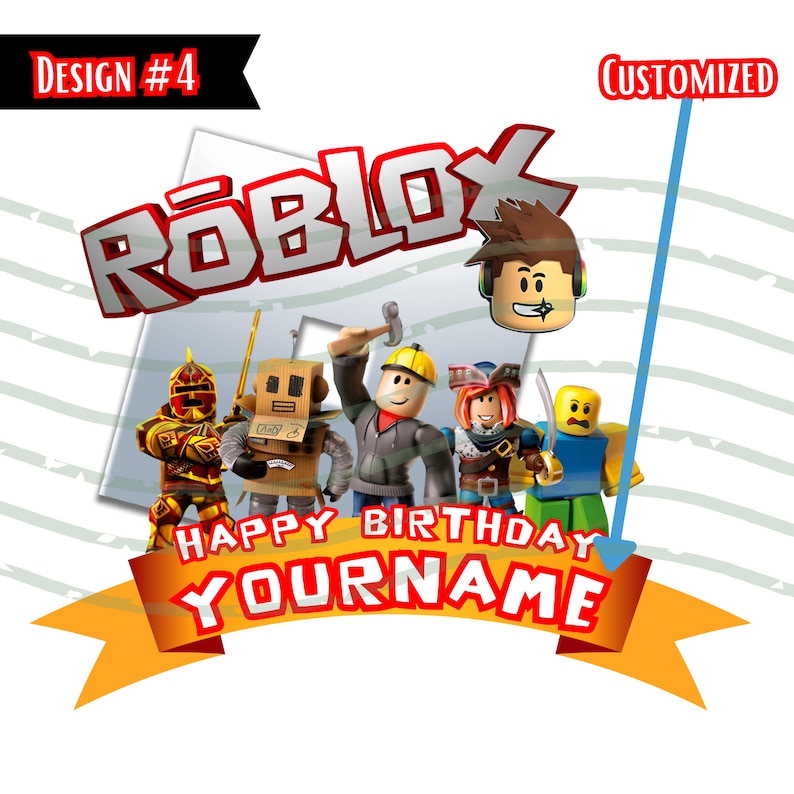 Roblox Digital Cake Topper – Customizable PNG File with Name & Age | 5 Designs, 5000x5000 px | Printable Birthday Decorations image 6