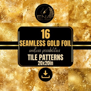 Nahtlose Muster Goldene Folien - 16 Fliesen Muster Goldfolie Glitter Digital Papier Pack