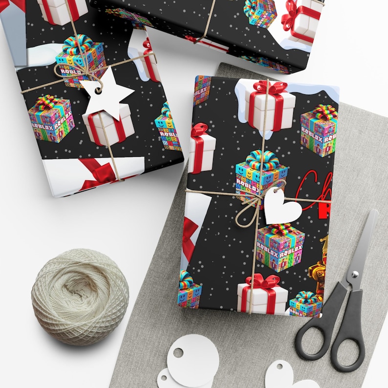 Roblox Gift Wrap Xmas – Christmas Fine Art Paper with Figures & Logo, 3 Sizes, Matte or Glossy, Perfect for Gifts image 4