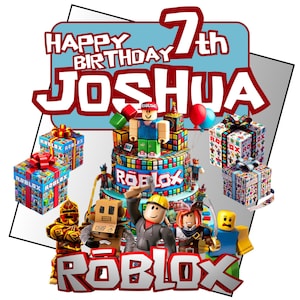 Topper per torta Roblox personalizzato come PNG – Download digitale per torte di compleanno con nome ed età – Stampabile