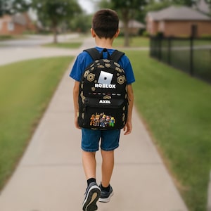 Roblox Backpack Personalized - Your Name Backpack in Robux Design, Safe & Comfortable for School, Adventure, Ideal Gift for Fans image 2