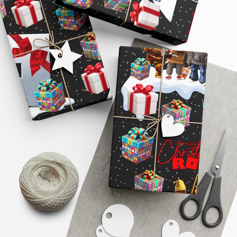 Roblox Gift Wrap Xmas – Christmas Fine Art Paper with Figures & Logo, 3 Sizes, Matte or Glossy, Perfect for Gifts image 6
