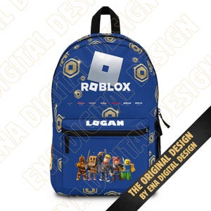 Mochila Roblox personalizada con tu nombre (apodo de Robux), versátil, segura, cómoda para la escuela, azul, ideal para fanáticos, regalo.