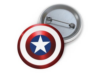 Captain America Shield Pin Button, the ultimate fan item, pin made of durable metal, 3 sizes, glossy finish, perfect gift