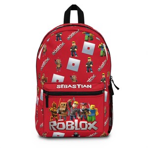 Sac à dos Roblox avec nom – Sac à dos d'école léger et imperméable pour enfants, avec compartiment pour ordinateur portable et personnalisation, cadeau pour les fans de Roblox