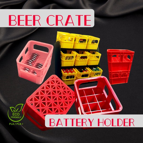 Beer Crate Battery Storage, Beer Crate AA AAA, Drinks Crate, Battery Crate, Environmentally Friendly PLA, Various Sizes & Colors