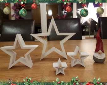 Weihnachtsornamente Sterne Set 4 Stück - Weihnachtsdekoration Tischdeko Geschenk