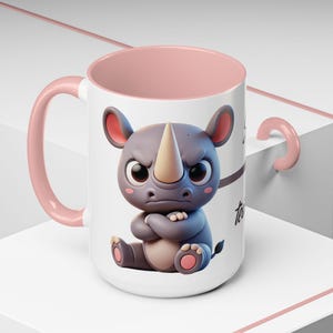 Cute Rhino Coffee Mug - Charming Mug with Saying, Funny Design for Animal Lovers & Coffee Lovers, Ideal Gift