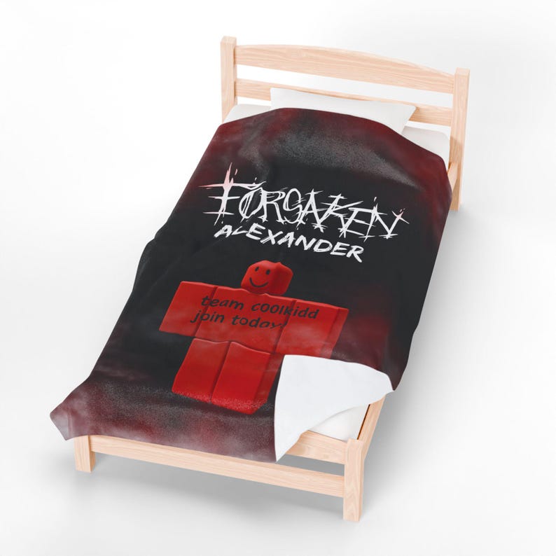Roblox blanket with name, velvet, black-red, FORSAKEN design, personalized, coolkidd 60" × 80"